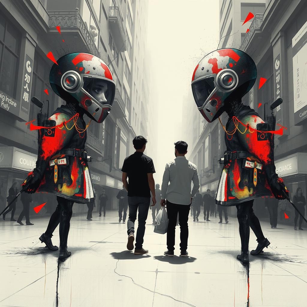 Expressionist Figures Converge with Visual Intensity