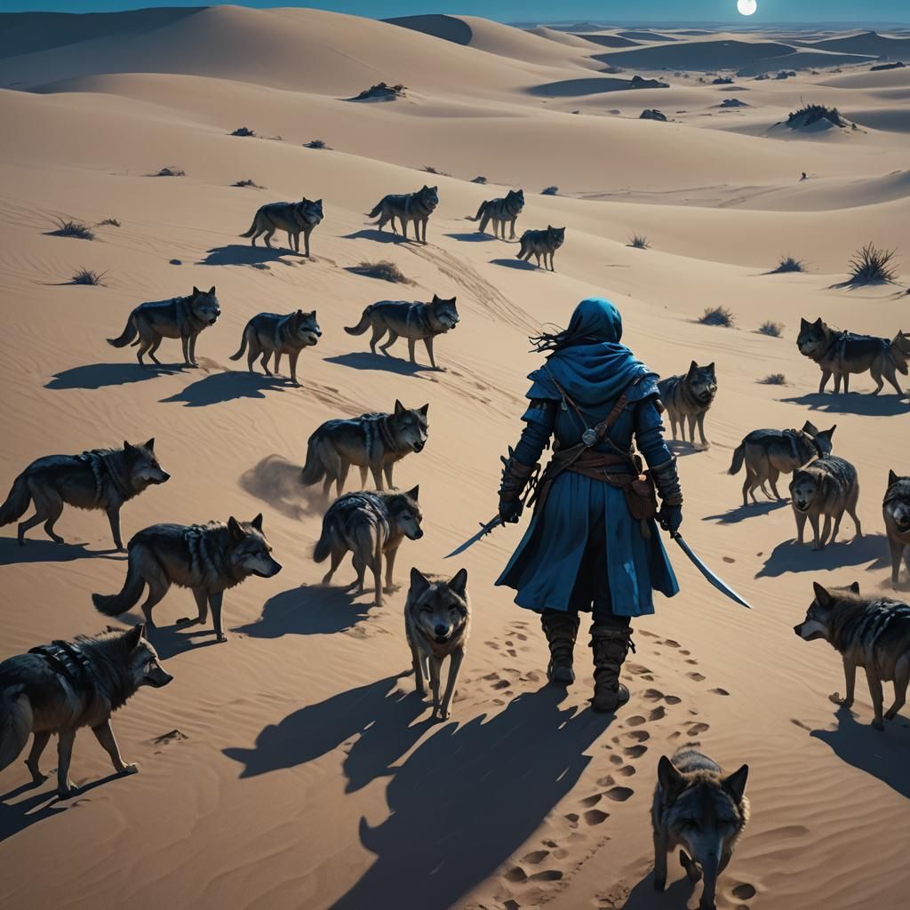 Dwarf Illusionist Hunts Doppelganger in Desert Landscape