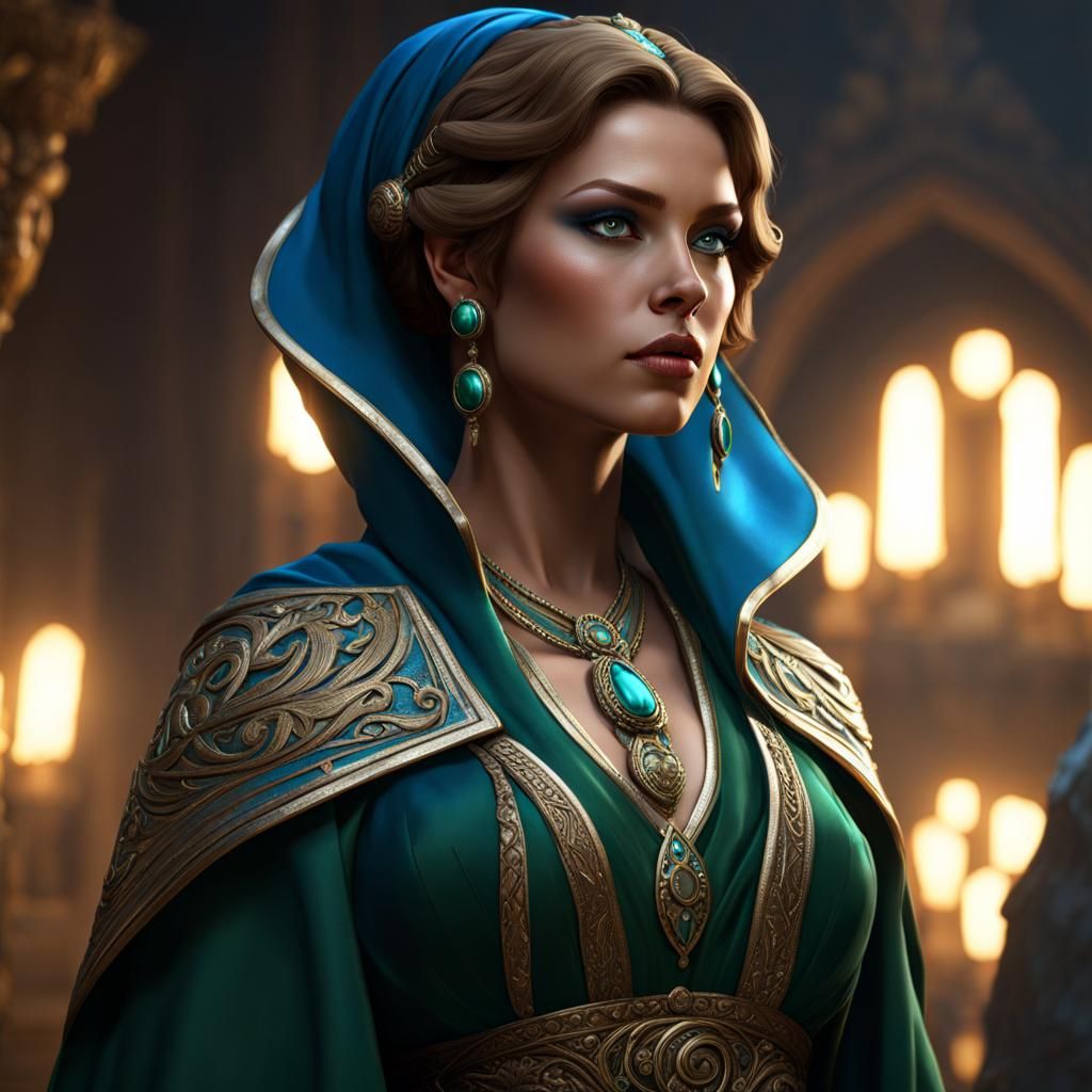 Fantasy Priestess in Dark Fantasy Concept Art