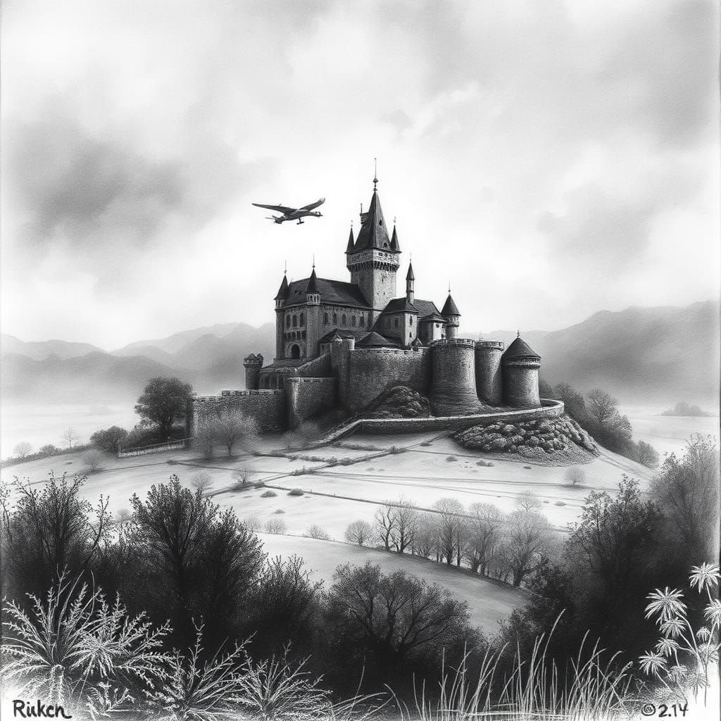 Majestic Castle in the Fading Light