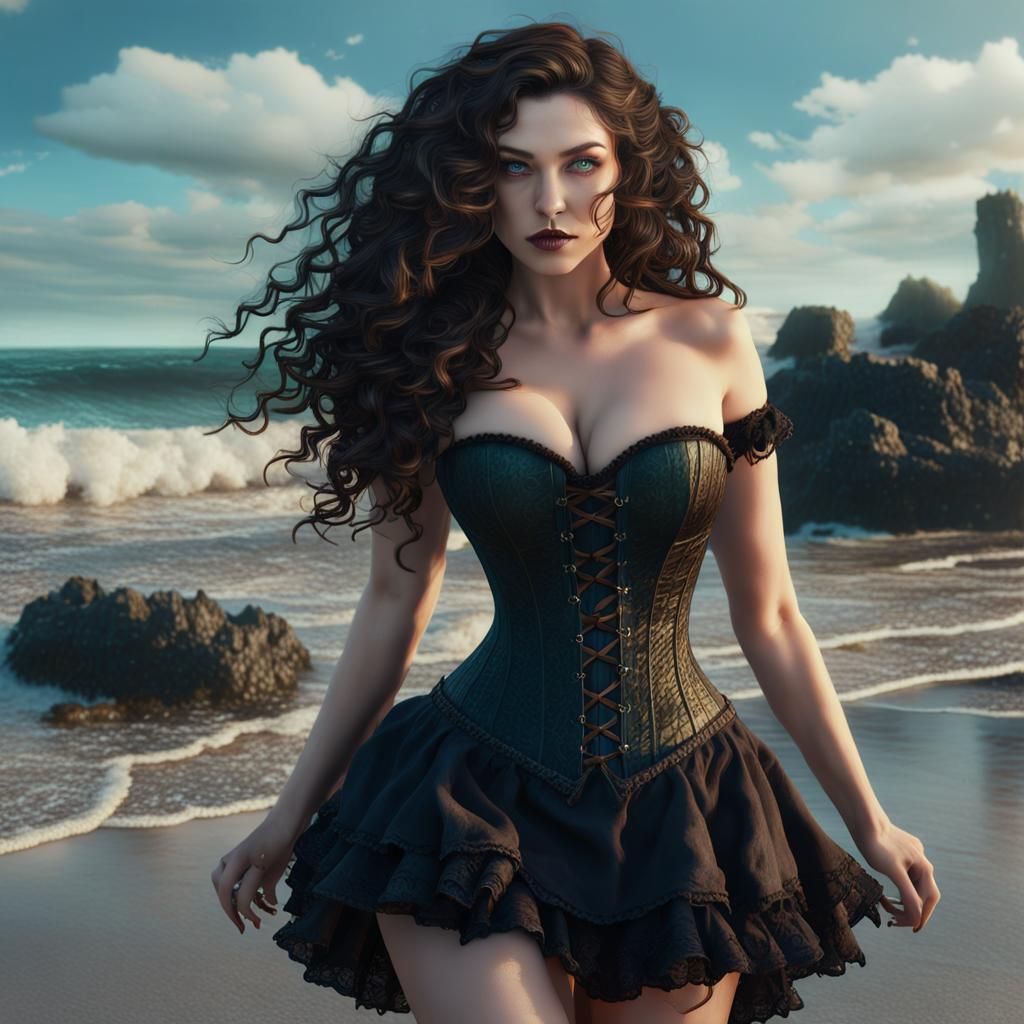 Summer Witch Performing Beachside Witchcraft