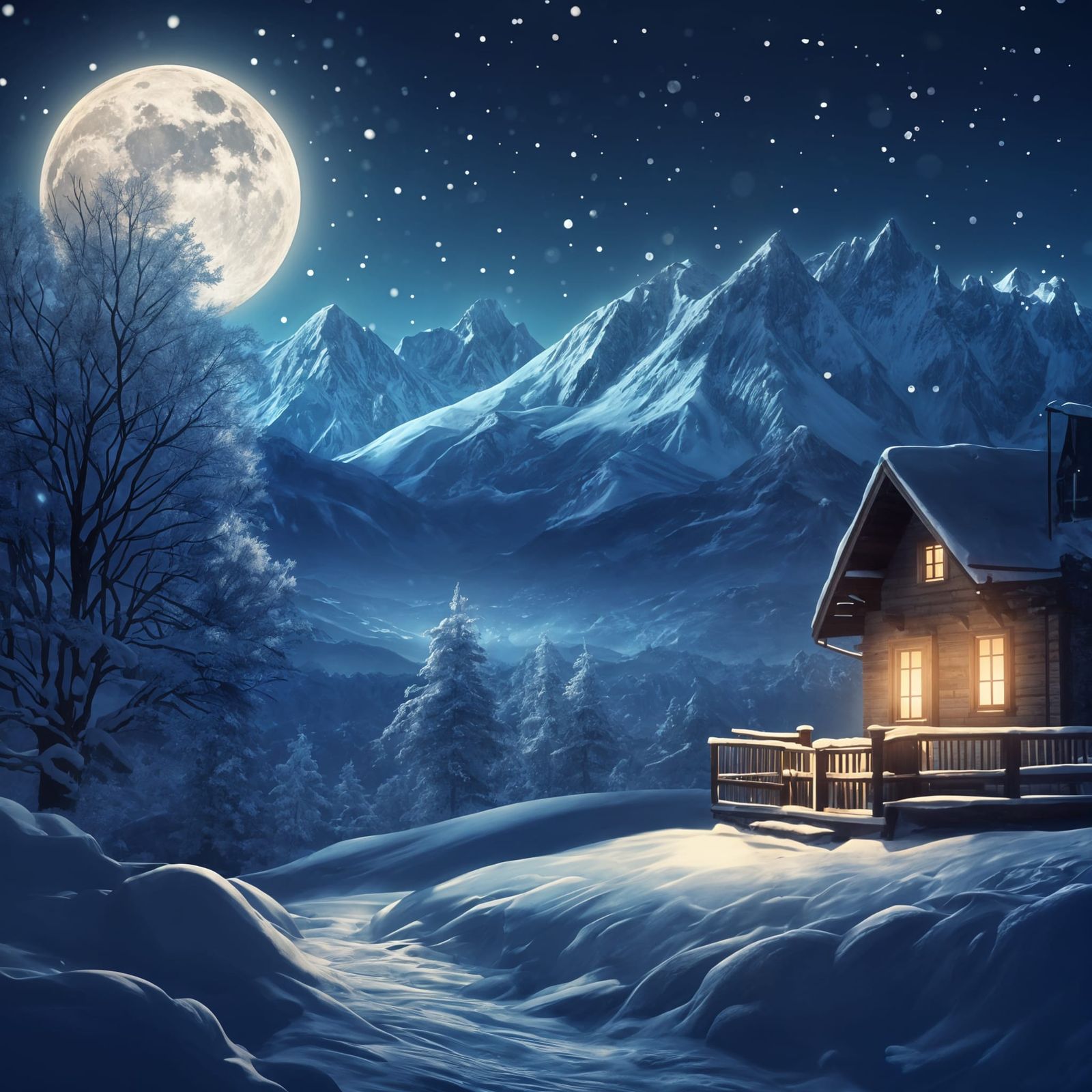 Luminous Abode Under Full Moonlight