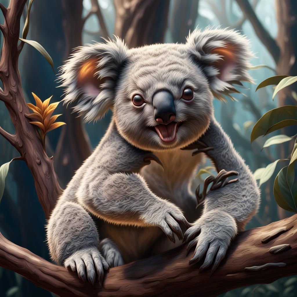 Smiling Koala in Detailed Matte Painting