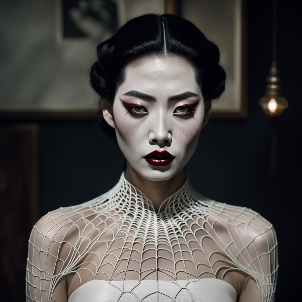 Thai-Korean Demoness Posing in 1940s Studio