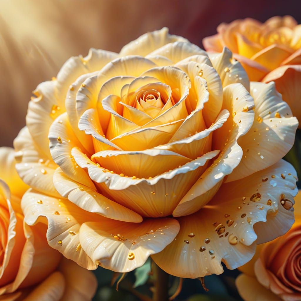 Popcorn Shaped Rose in Vibrant Oil Painting Style