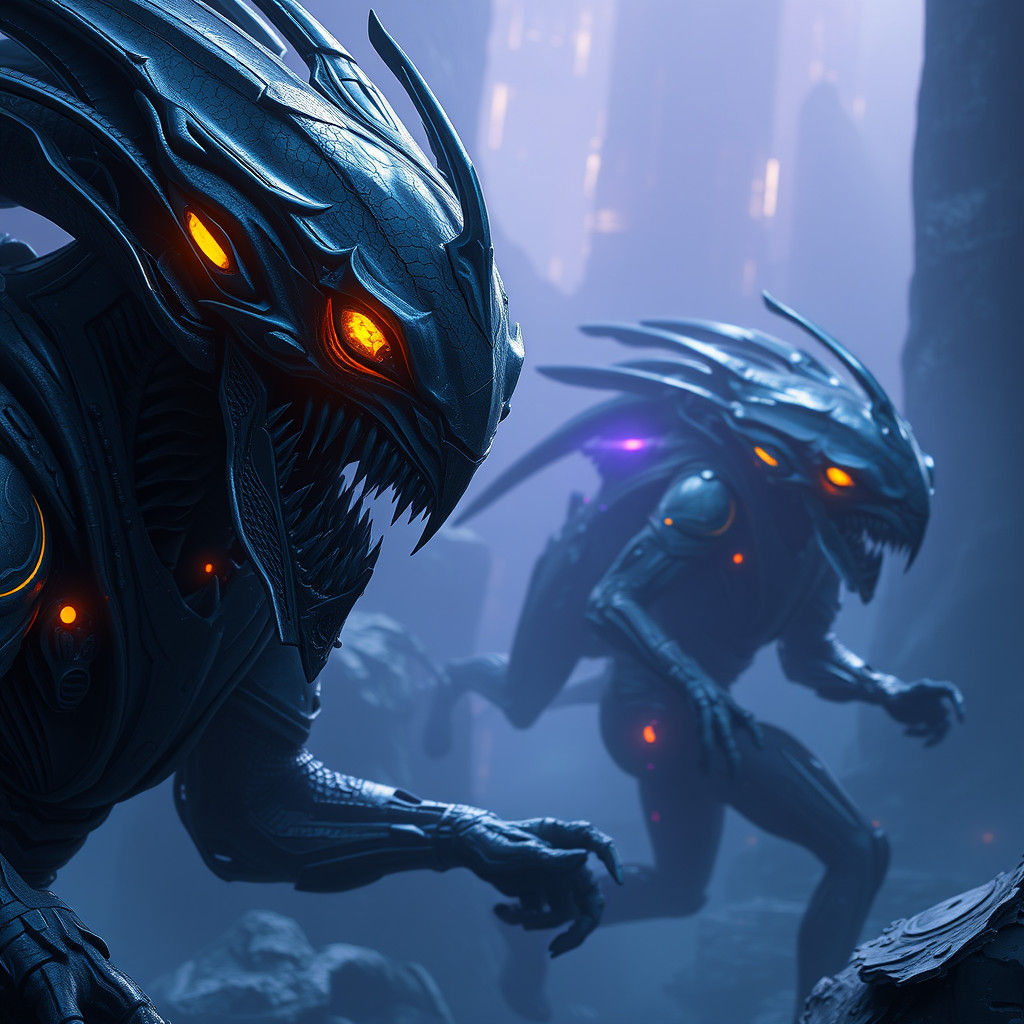 Sci-Fi Alien Array in Dark Fantasy Style