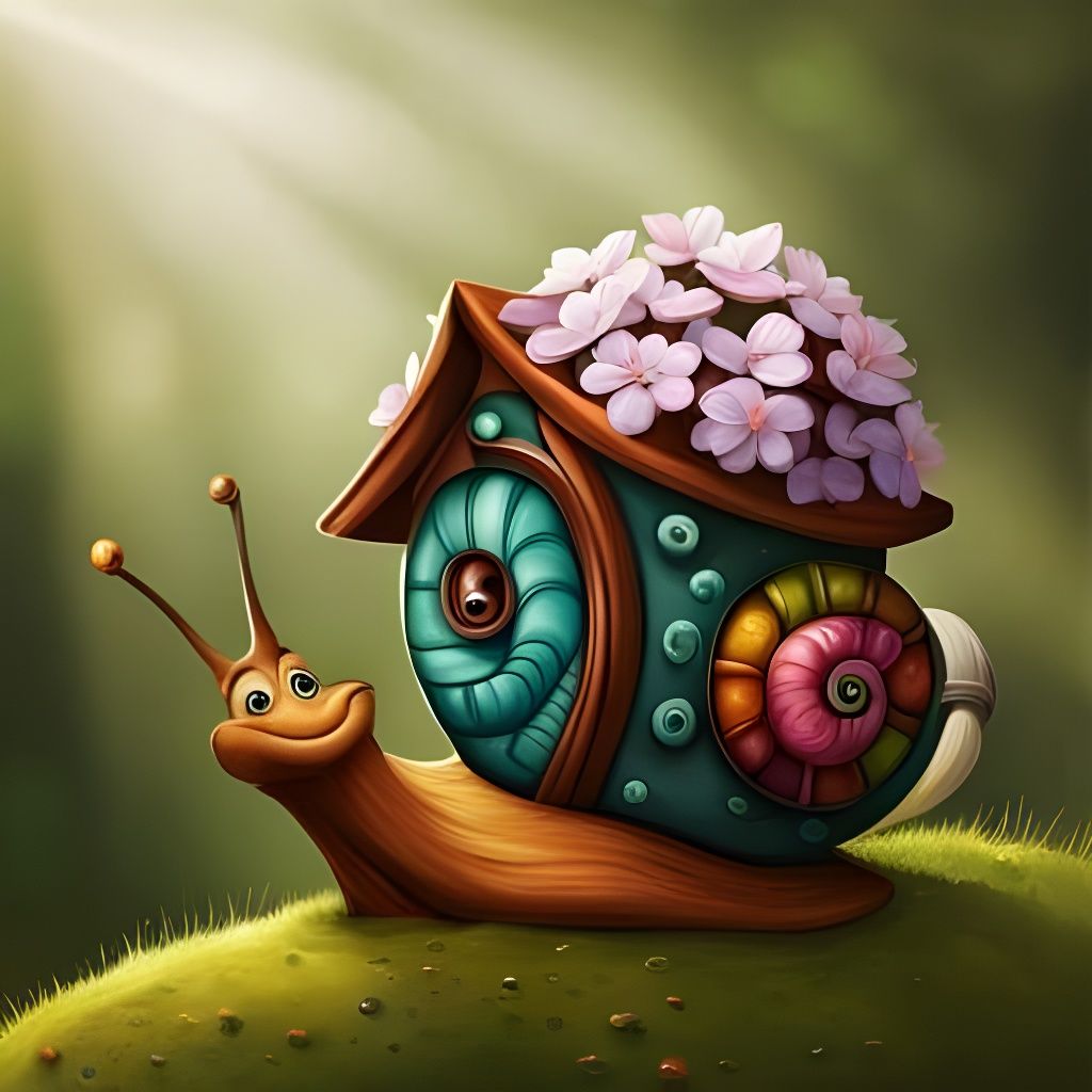 Pixar Snail with Whimsical House