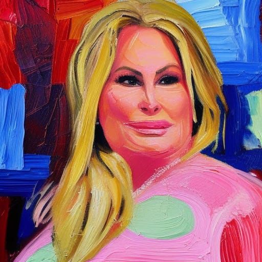 Jennifer Coolidge in Pink Dress: Neo-Impressionist Painting