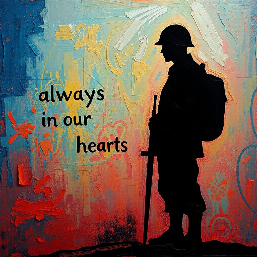Poignant Silhouette: Soldier in Expressionist Style