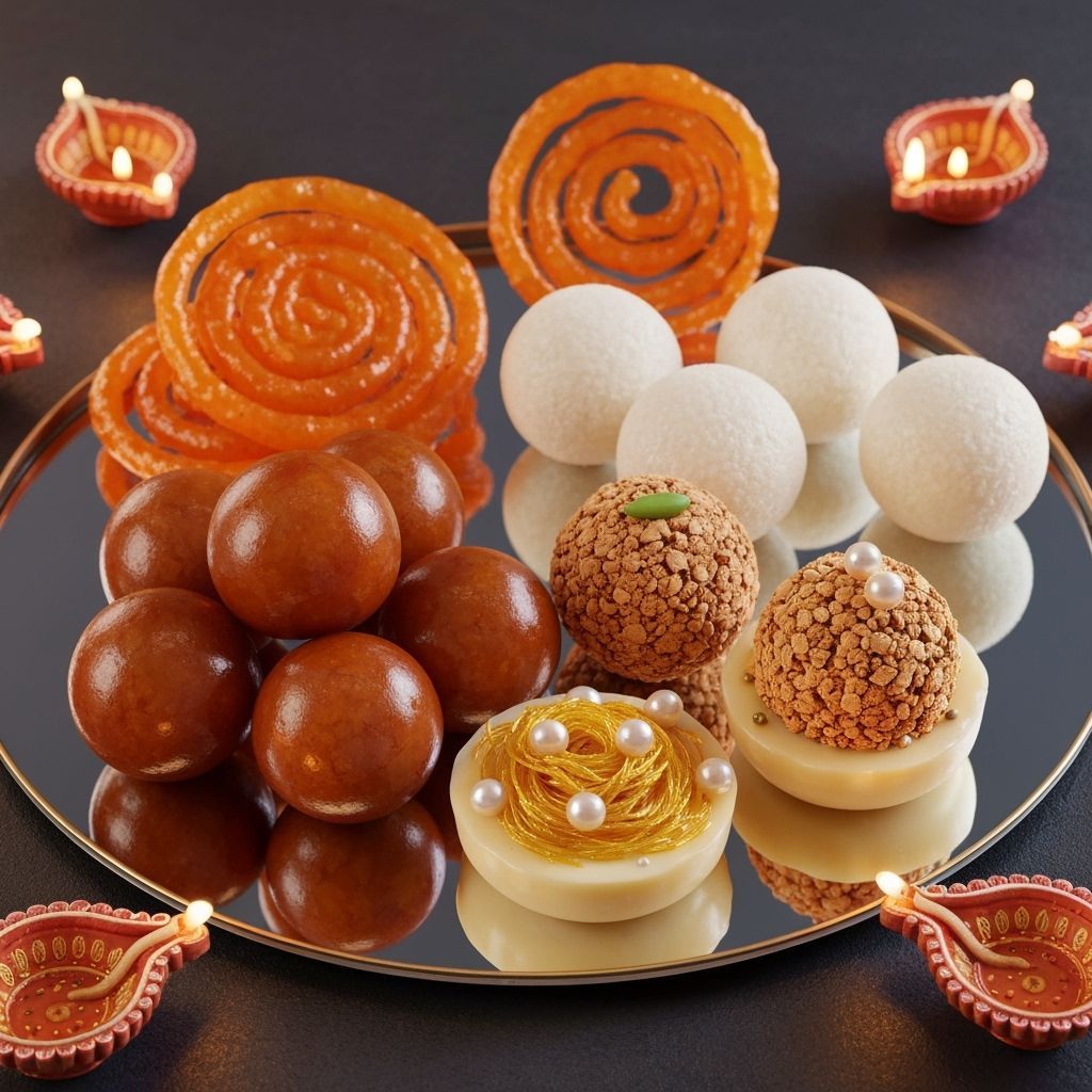 Surreal Indian Desserts Platter in Hyperrealistic Style