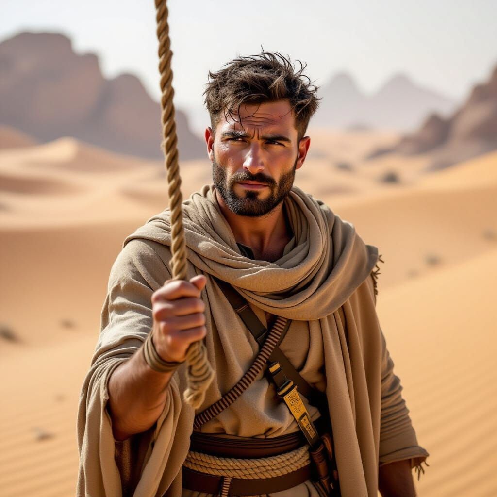 Sasanian Persian Man Pulling Guard Across Dunes