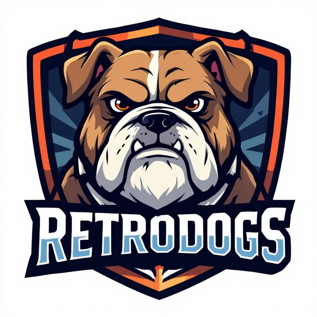RetroDogs Hockey Logo: Bearded Bulldog in Anime Style