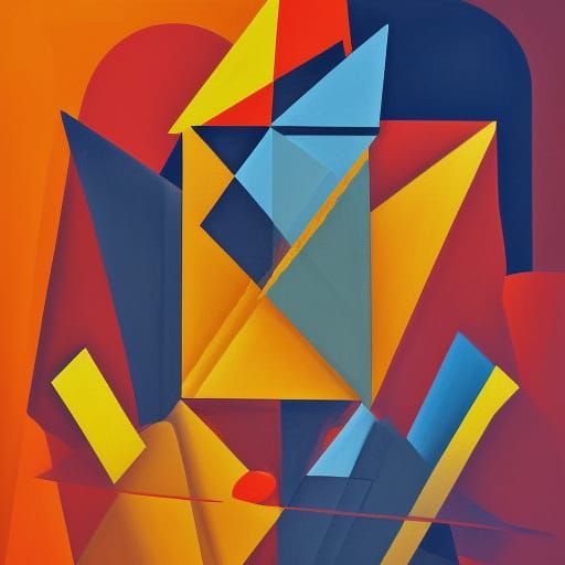 Cubist War and Peace in Geometric Fauvism Style