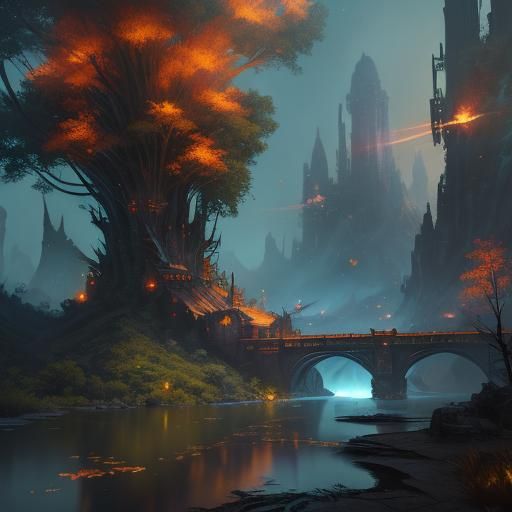 Fantastical Firefly Matte Painting in Deep Color