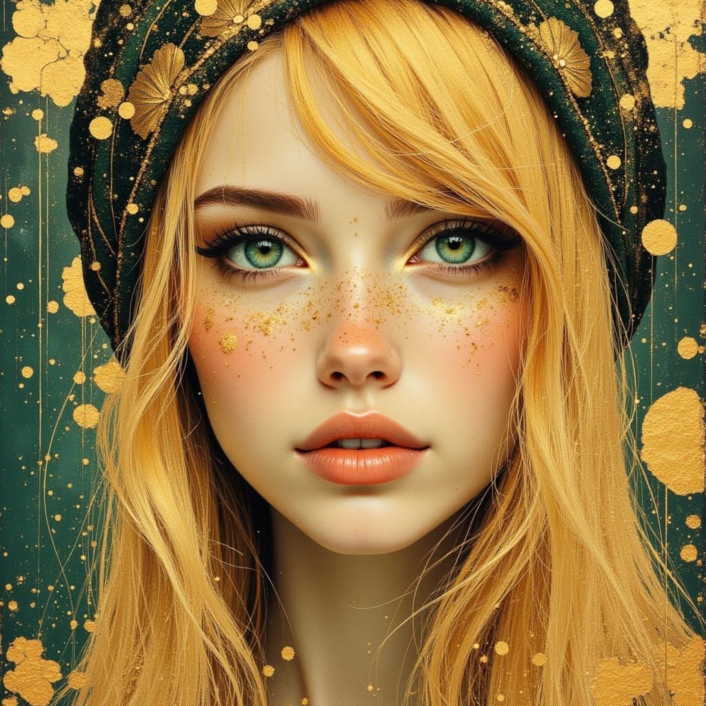 Beautiful Woman Portrait with Long Blonde Hair