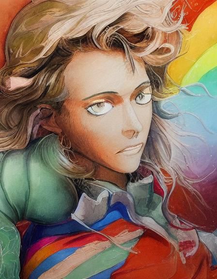 Girl in Street Dance Silhouette, Gouache Watercolor Style