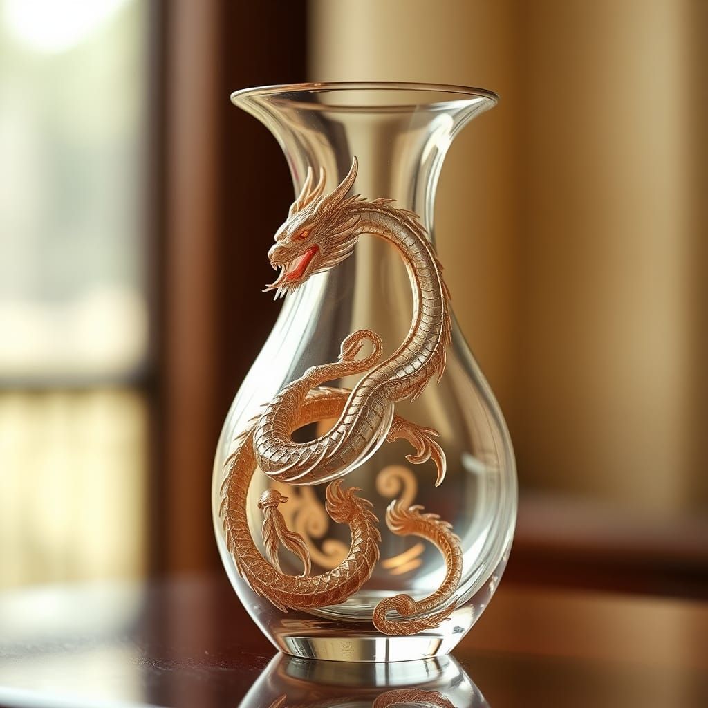 Dragon Glass Vase in Still-Life Photography Style