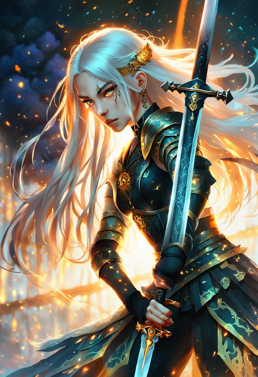 Ethereal Female Warrior Portrait in Fantasy Art Style