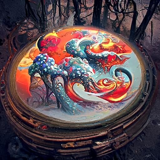 Enchanted Elemental Circles in Dark Fantasy Style