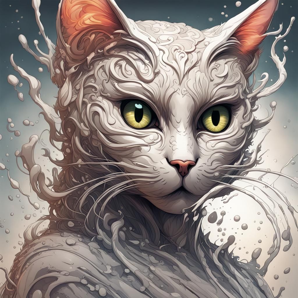 Anthropomorphic Cat in Dynamic Comic Art
