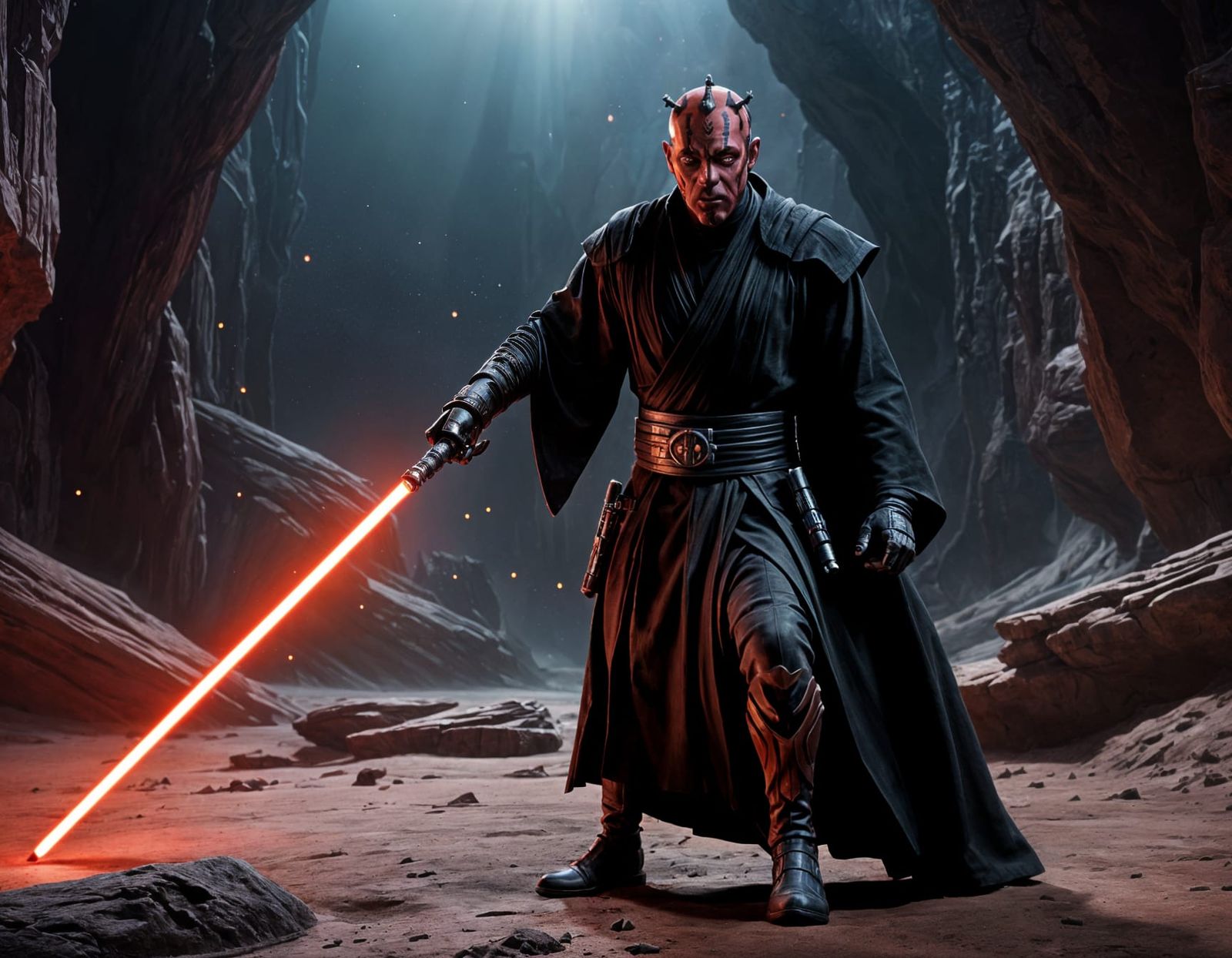Darth Maul with Lightsaber: Star Wars Concept Art