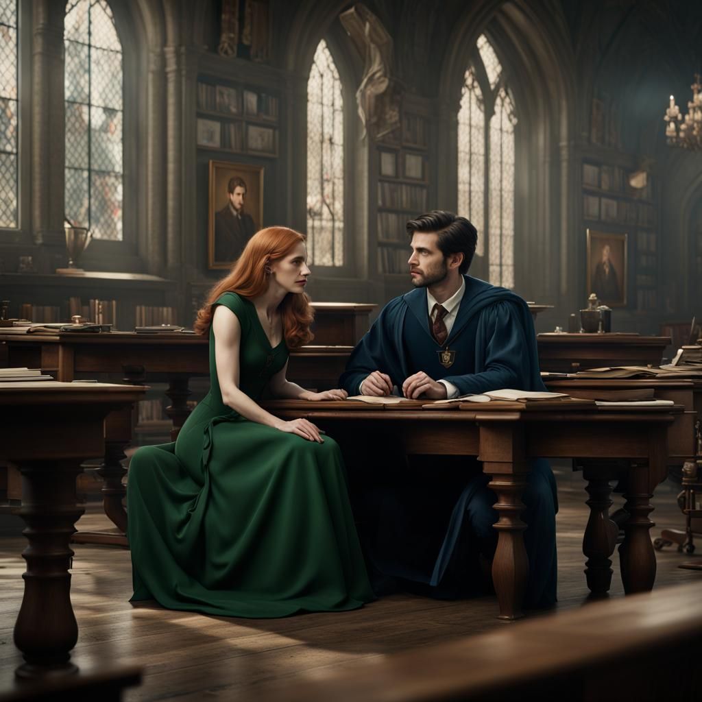 Jessica Chastain as Hogwarts Professor, Digital Matte Painti...