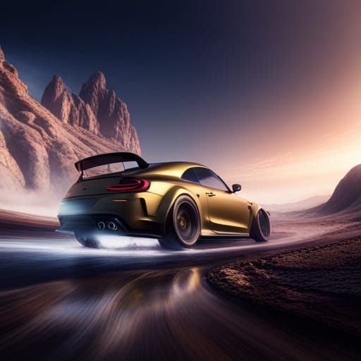 Detailed Matte Painting of a Car Drifting