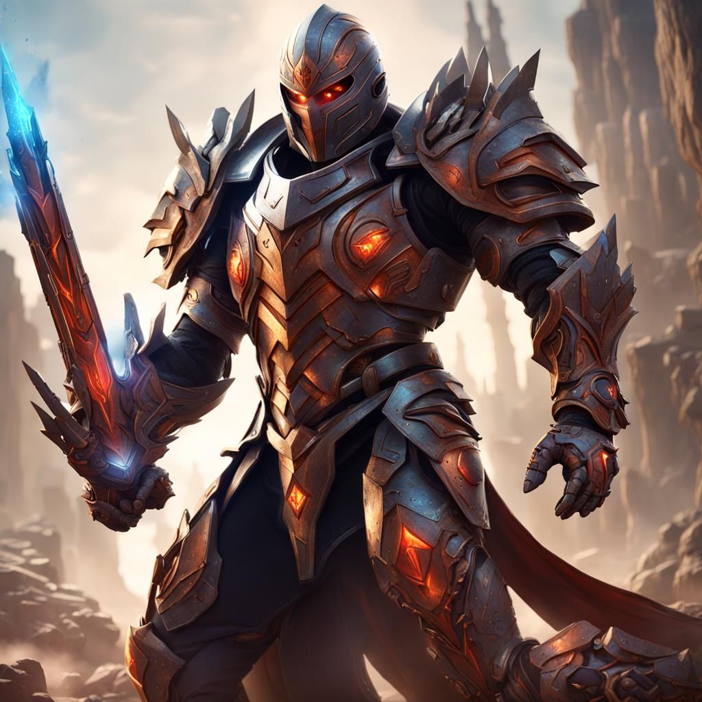 Lithium Hero in Full Armor with Laser Sword