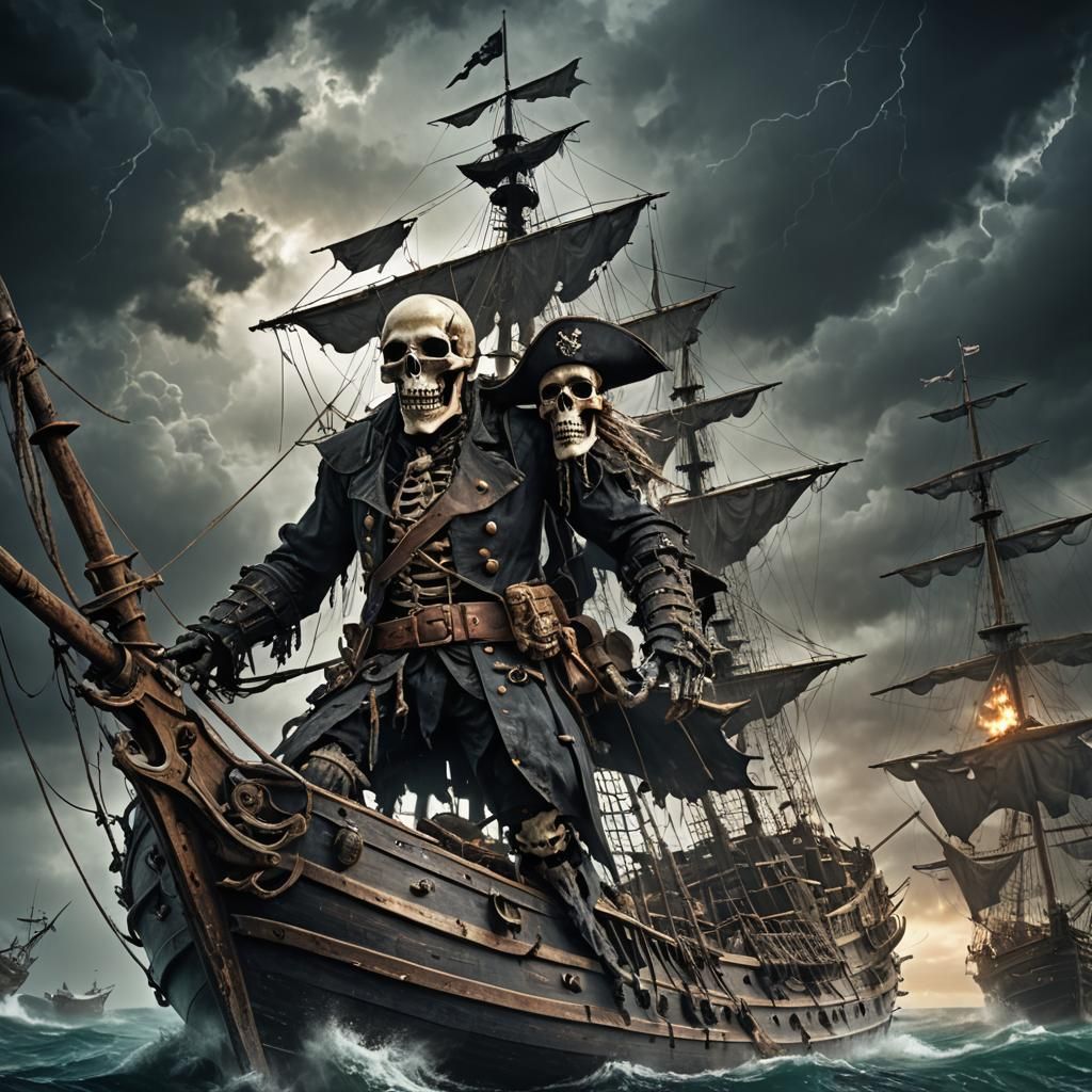 Flying Dutchman Ghost Ship in Dark Fantasy Art