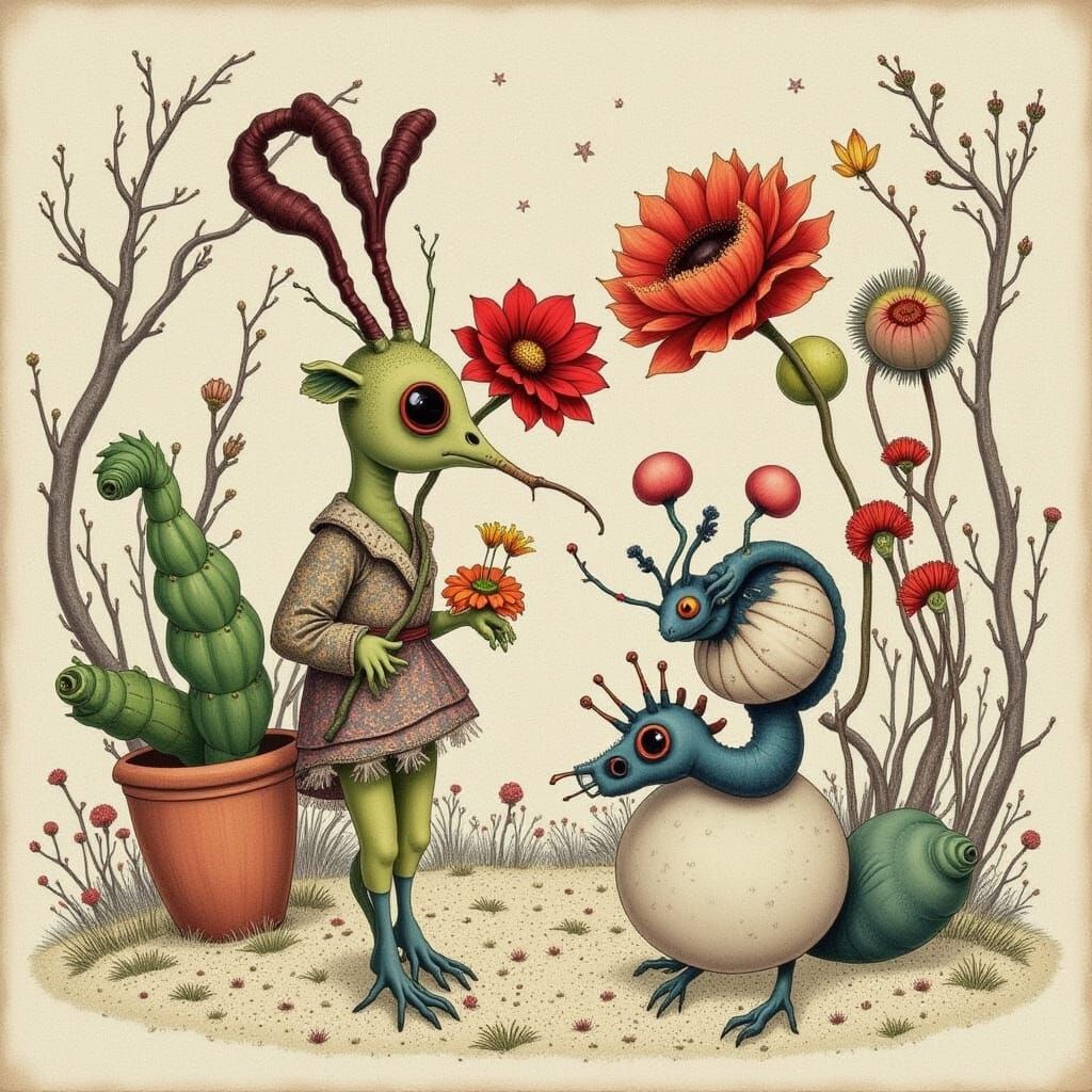 Abstract Floral Design with Cicada Song Elements