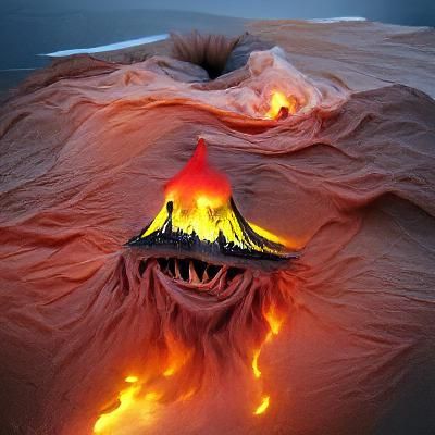 Infernal Fire Monster Emerges from Volcano