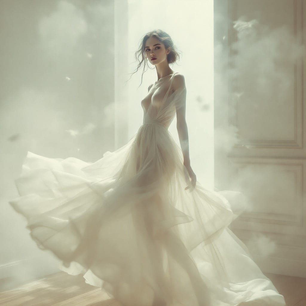 Ethereal Goddess Dissolves into Soft Light