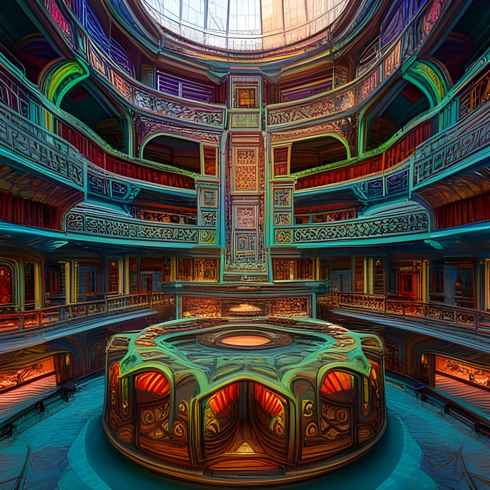 Detailed Futuristic Architecture with Bioluminescent Design