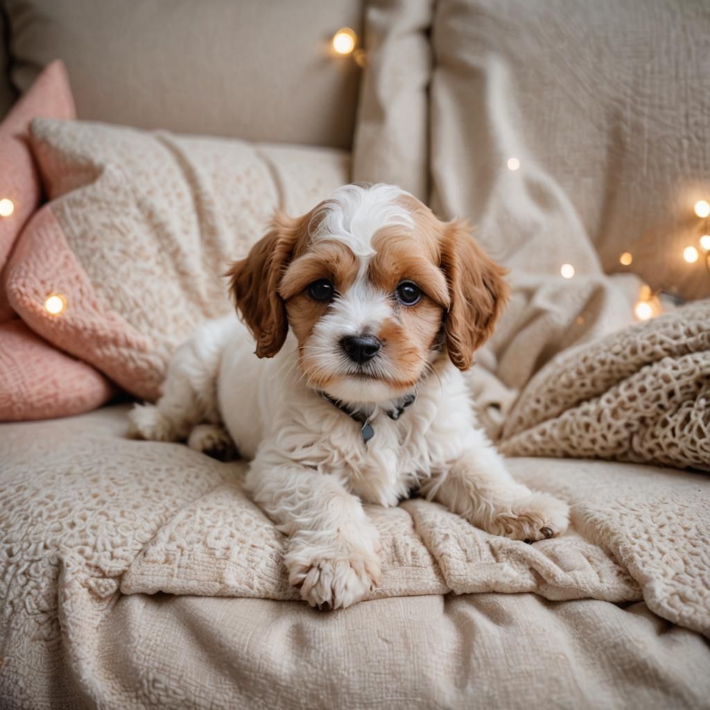 Adorable Cavachon Puppy Portrait in Natural Light