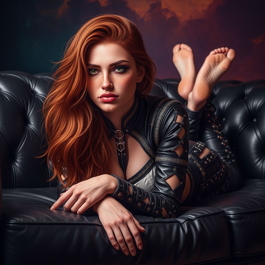 Gothic Redhead Lounging in Opulent Style