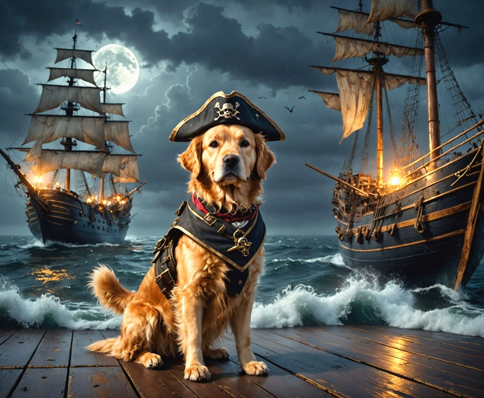 Brave Pirate Dog on Ghost Ship