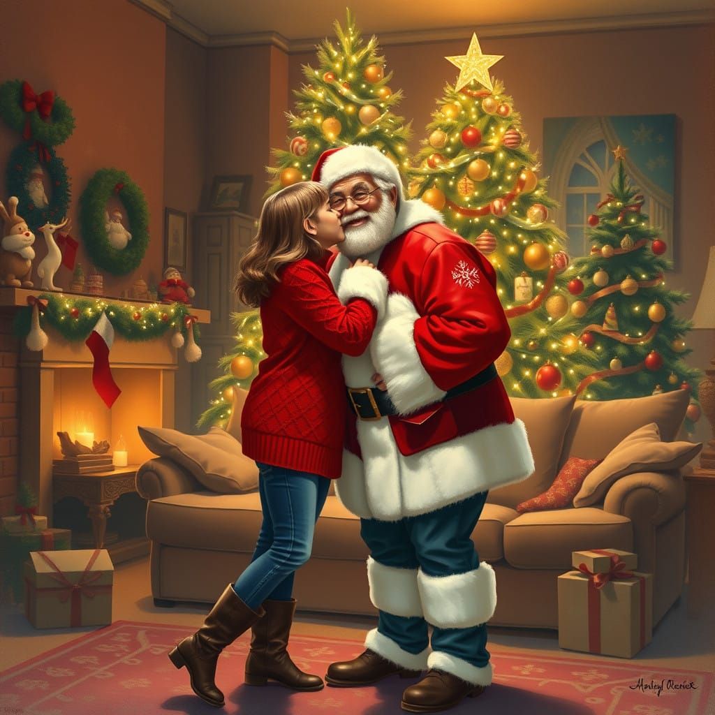 Cozy Christmas Mommy and Santa Moment