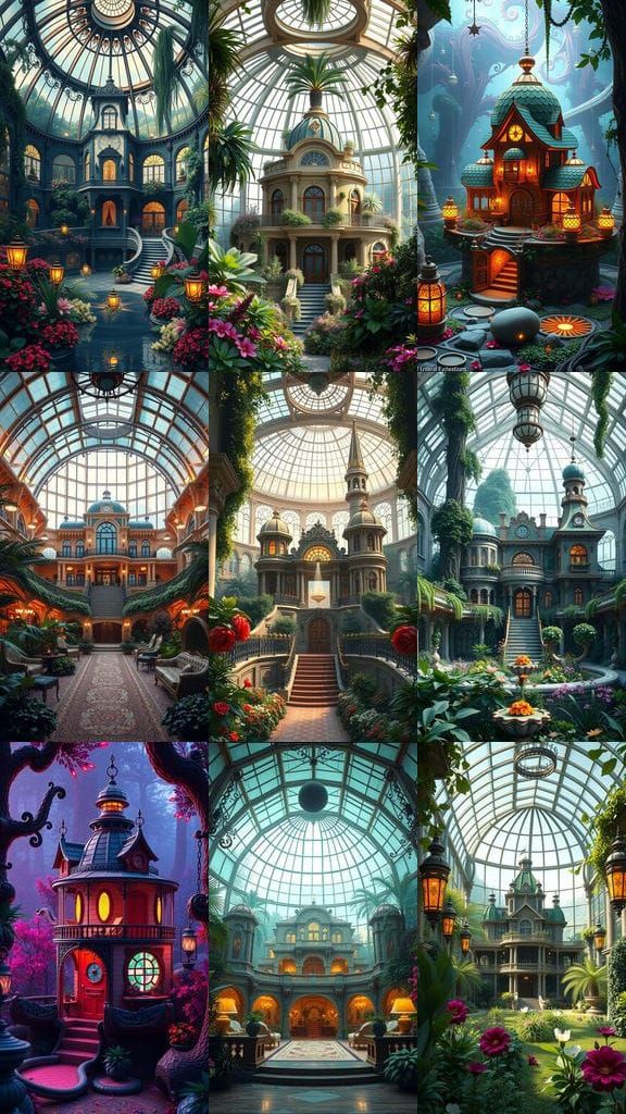 Mansion Inside Terrarium: Detailed Matte Painting