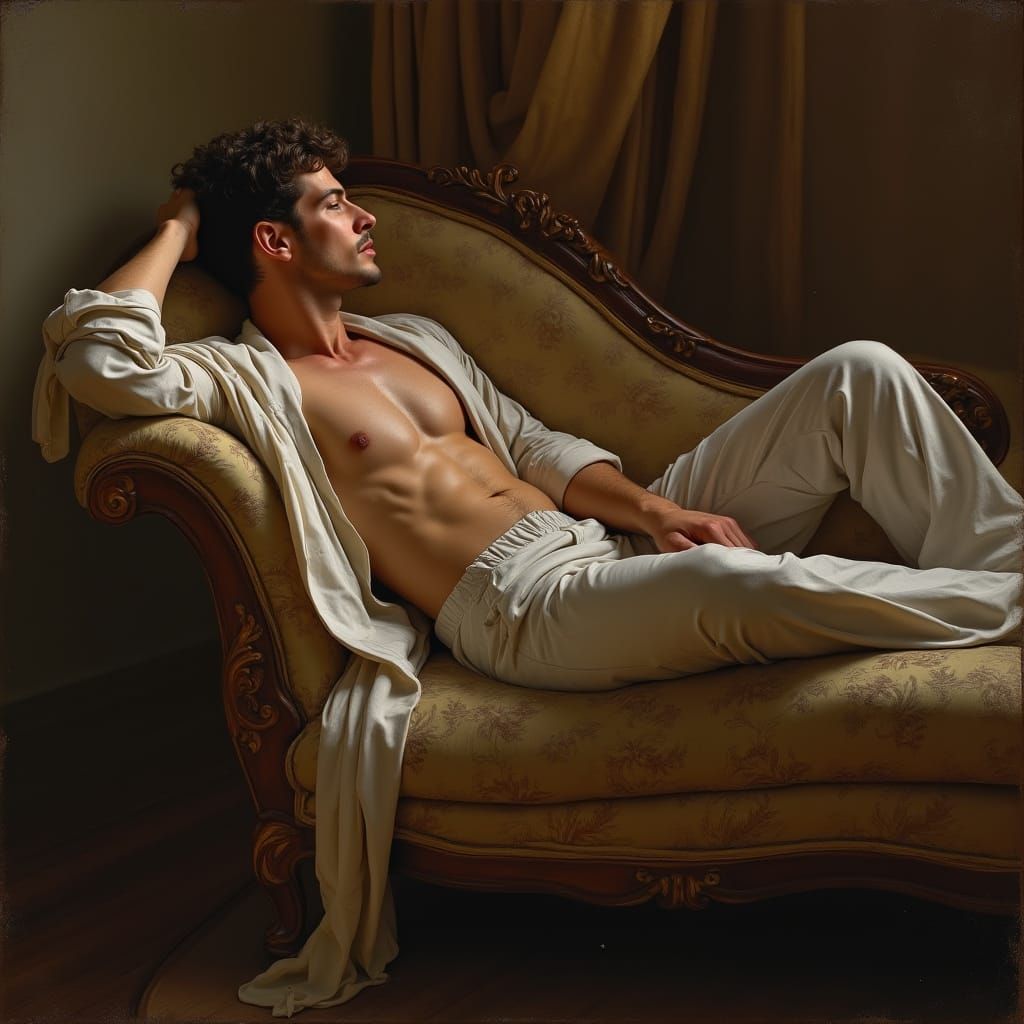 Elegant Man Reclining in Classical Fine Art Style