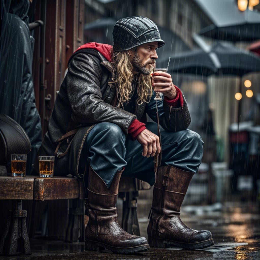 Thor Drinks with Polish People: Hyperrealistic Image