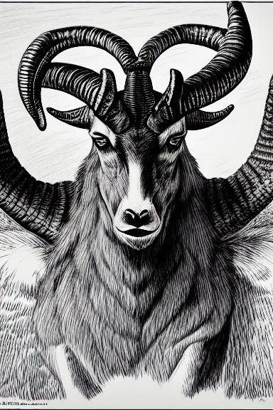 Dramatic Ibex Portrait in Manga Style