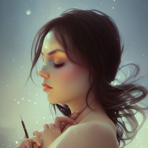 Twilight Portrait in Hyperdetailed Art Nouveau Style