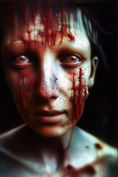 Rustic Portrait in Dystopian Zombiecore Style