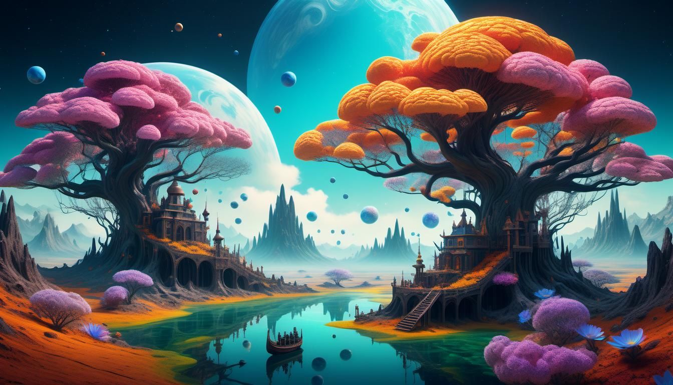 Blooming New World: Surreal Digital Art in 8K