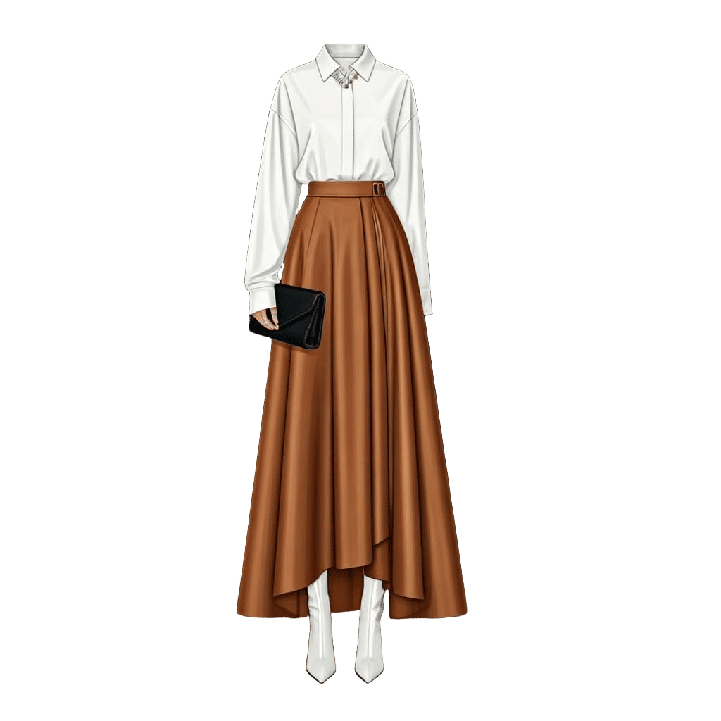 Chic Croqui Figure in High-Fashion Ensemble