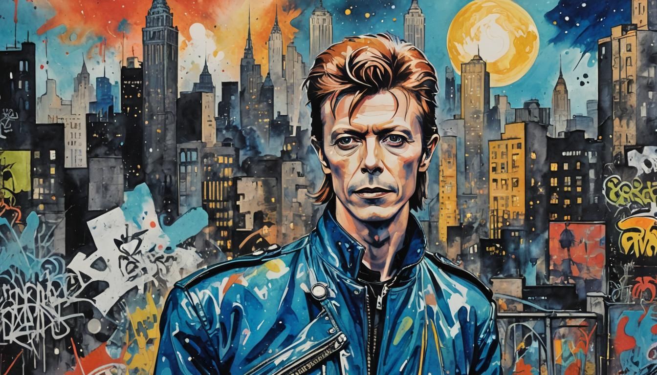 Pop Art David Bowie in NYC with Graffiti