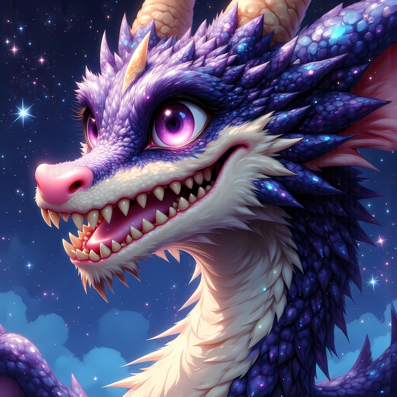 Surreal Dragon Portrait with Galaxy Details