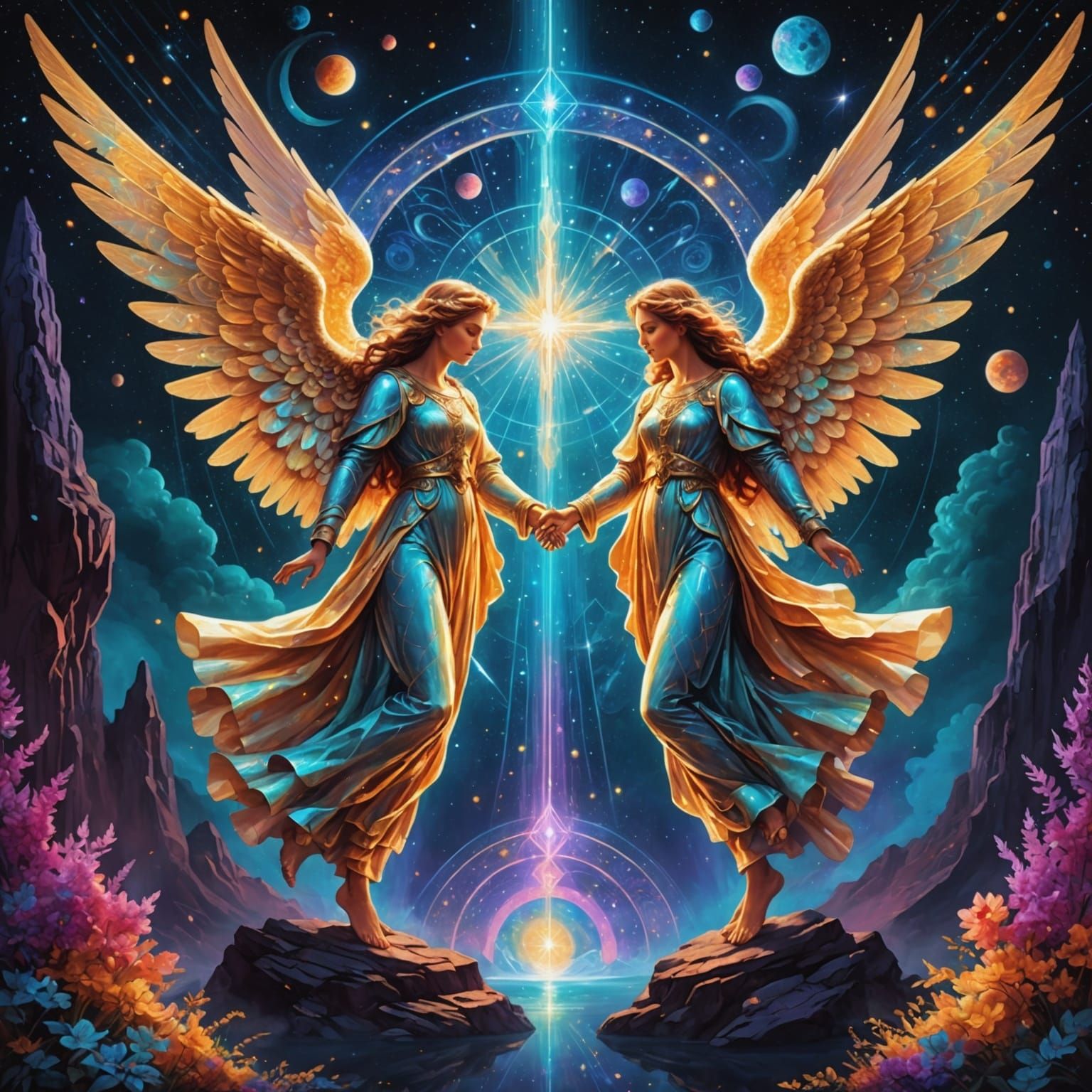 Angelic Protection: Holographic Astral Illustration