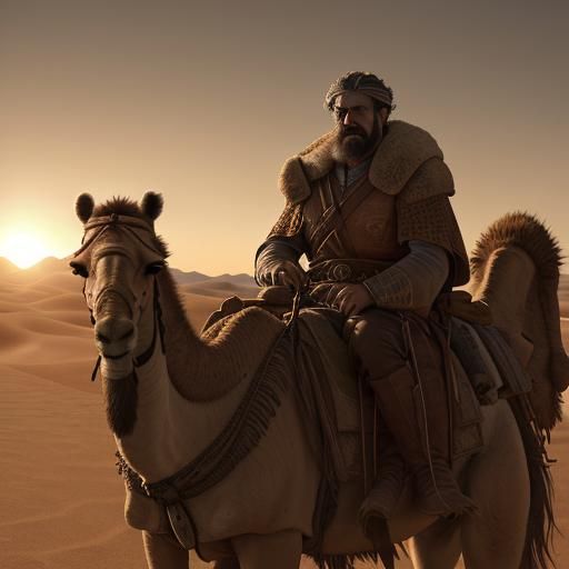 Marco Polo's Gobi Desert Journey: Hyperrealistic Photography