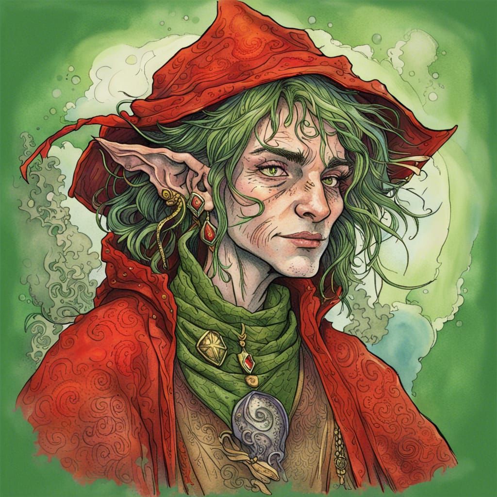 Ornate Portrait of a Non-Binary Orc Mage